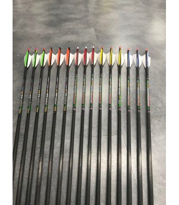 Flèches Carbones SKYLON Edge Ø 6.2 mm Montées Plumes Naturelles
